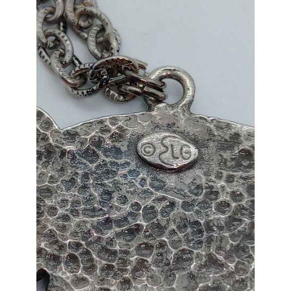 Vintage Pewter Smiling Cat Pendant 18" Chain Necklace - Picture 6 of 7